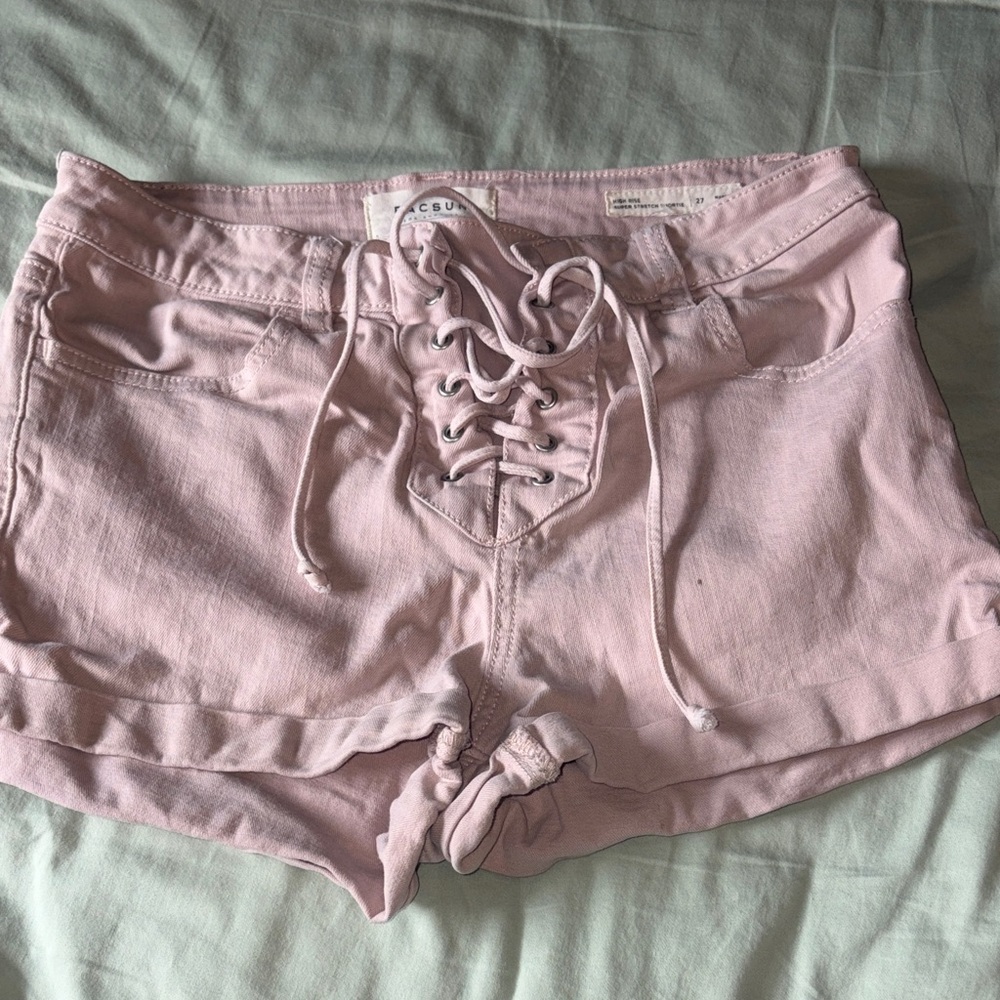 PacSun Pink Lace-Up High Waist Shorts